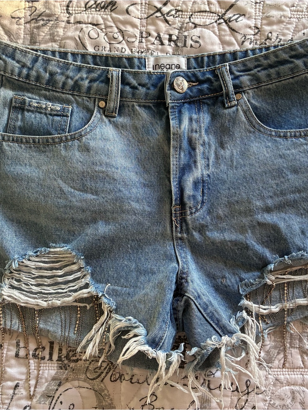 Insane Gene Distressed Light Blue Denim Jean Shorts